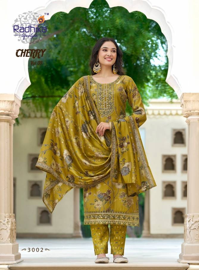 Cherry Vol 3 By Radhika Printed Embroidery Kurti With Bottom Dupatta Wholesale Market In Surat
